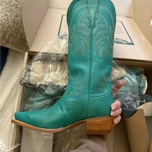 Women's turquoise Leather Tecovas Western Boots